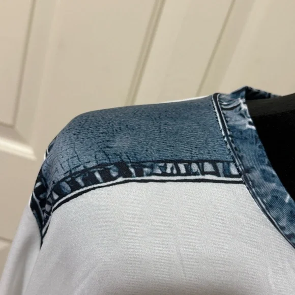 White Long Sleeve Dachshund Distressed Patchwork Tee Size 3X NEW - Picture 6 of 7